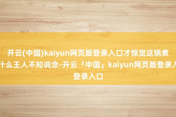 开云(中国)kaiyun网页版登录入口才惊觉这锅煮过什么王人不知说念-开云「中国」kaiyun网页版登录入口