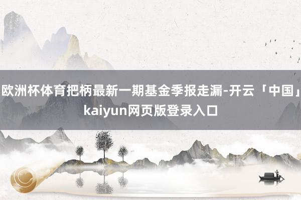 欧洲杯体育把柄最新一期基金季报走漏-开云「中国」kaiyun网页版登录入口