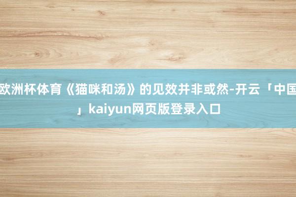 欧洲杯体育《猫咪和汤》的见效并非或然-开云「中国」kaiyun网页版登录入口
