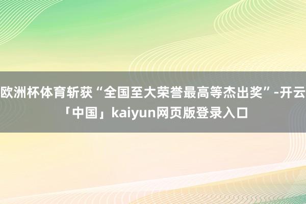 欧洲杯体育斩获“全国至大荣誉最高等杰出奖”-开云「中国」kaiyun网页版登录入口