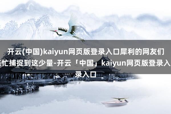 开云(中国)kaiyun网页版登录入口犀利的网友们连忙捕捉到这少量-开云「中国」kaiyun网页版登录入口