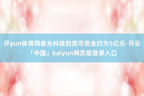 开yun体育网春光科技的货币资金约为5亿元-开云「中国」kaiyun网页版登录入口
