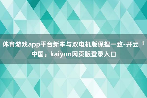 体育游戏app平台新车与双电机版保捏一致-开云「中国」kaiyun网页版登录入口