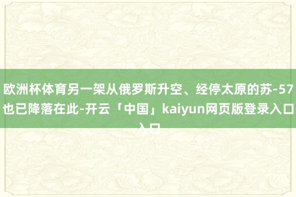 欧洲杯体育另一架从俄罗斯升空、经停太原的苏-57也已降落在此-开云「中国」kaiyun网页版登录入口