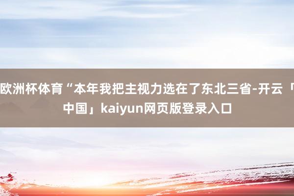 欧洲杯体育“本年我把主视力选在了东北三省-开云「中国」kaiyun网页版登录入口