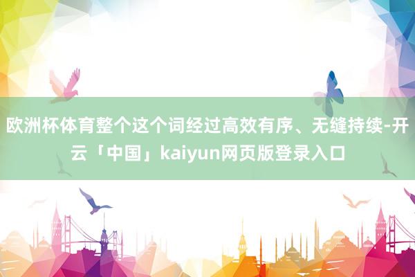 欧洲杯体育整个这个词经过高效有序、无缝持续-开云「中国」kaiyun网页版登录入口