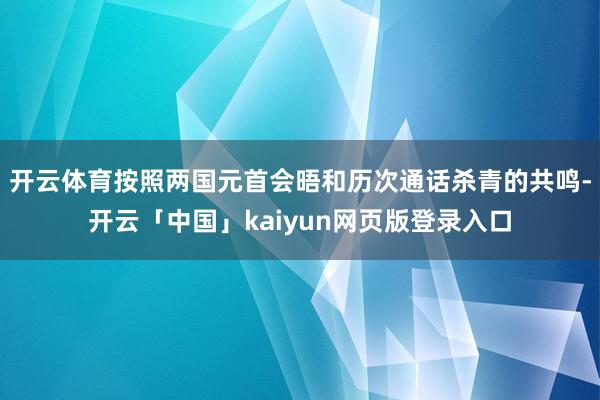 开云体育按照两国元首会晤和历次通话杀青的共鸣-开云「中国」kaiyun网页版登录入口