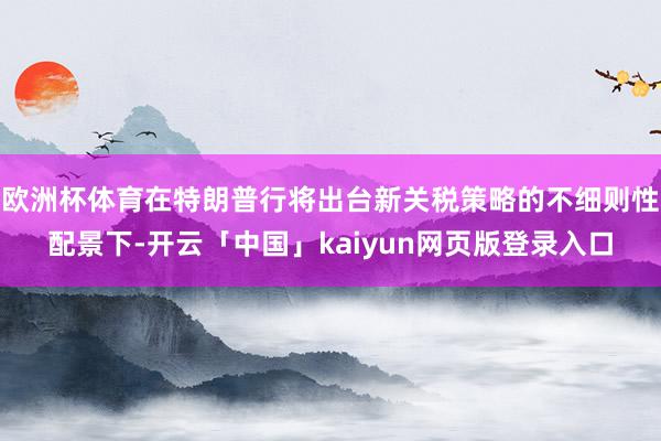 欧洲杯体育在特朗普行将出台新关税策略的不细则性配景下-开云「中国」kaiyun网页版登录入口